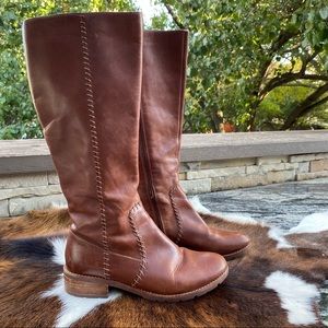 Soft Tall Leather Boots Whip Stitch  SZ 9